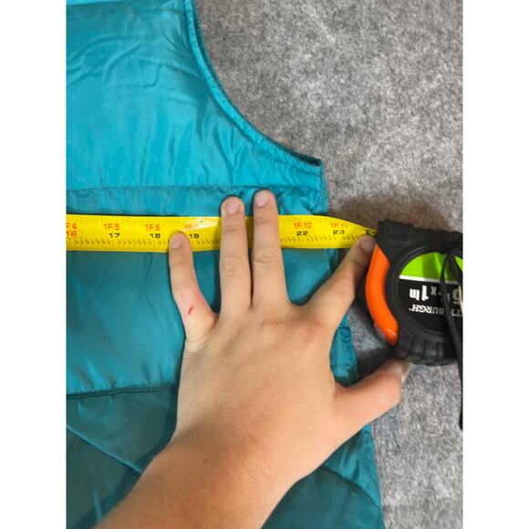 Vintage 70s LL Bean Puffer Vest Womens Large Blue Snap Up Goose Down Insulated - Picture 5 of 8